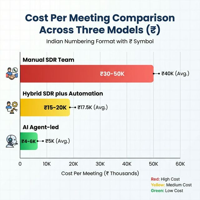 Cost Per Meeting Comparison: Manual SDR vs Hybrid vs AI Agent for Indian B2B Companies